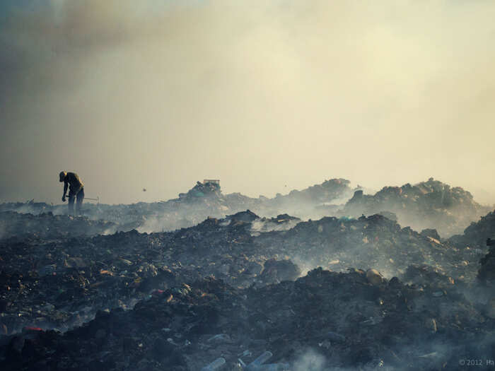 Potentially hazardous materials such as used batteries, lead, asbestos and mercury are mixed with municipal wastes, creating health and environmental problems.