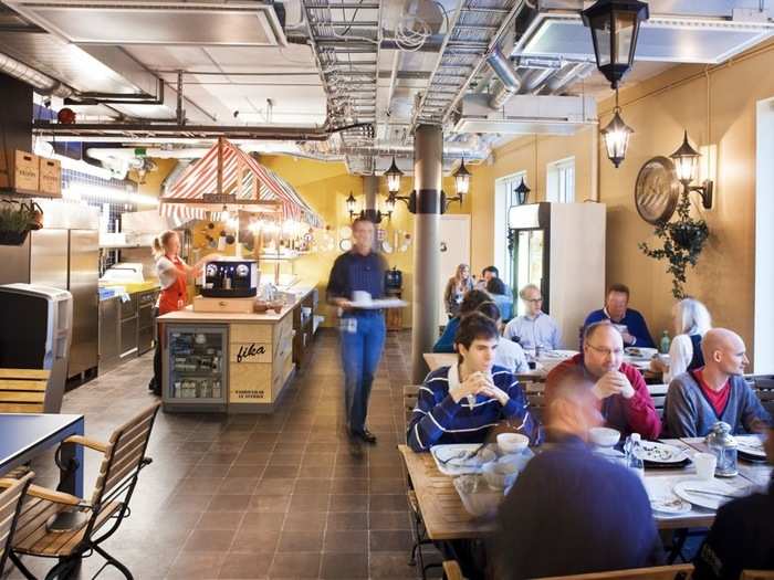 The Google Stockholm office cafeteria smörgasbord.