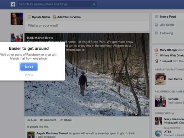 The new Facebook.com has a left-hand menu for navigation, much like Facebook apps already do