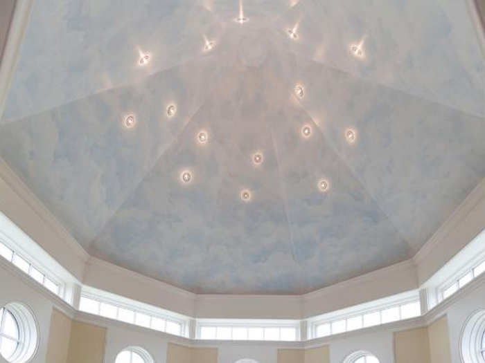 The domed ceiling makes for a fun work space.