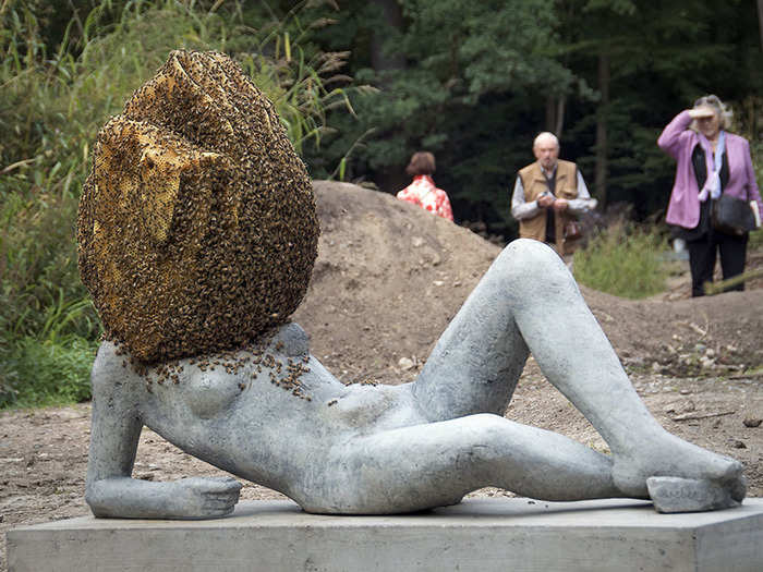 "Our Lady of Bees," a reclining nude that featured a beehive crawling with live bees for a head, got the most buzz at the dOCUMENTA(13) art fair in Germany last fall.