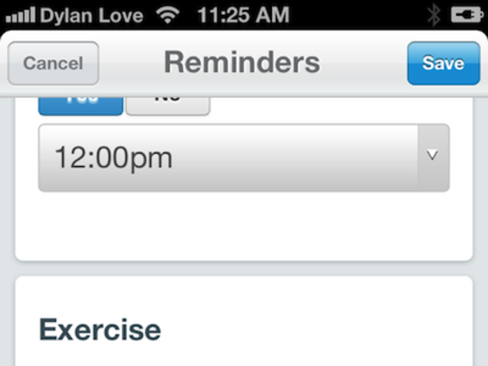 Here we set it to remind us to exercise every Monday, Wednesday, and Friday at 6 PM.