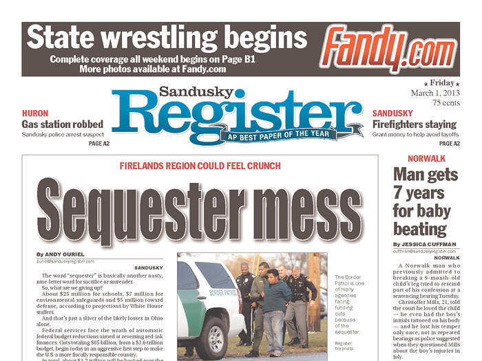 The Sandusky Register in Ohio details the specific cuts for both the state and the country as a whole.