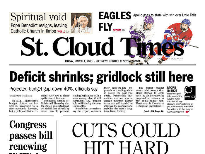 The St. Cloud Times in Minnesota warns that state will face $76.5 million in cuts to education funding.