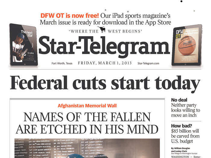 But the Fort-Worth Star Telegram had the most straightforward headline...