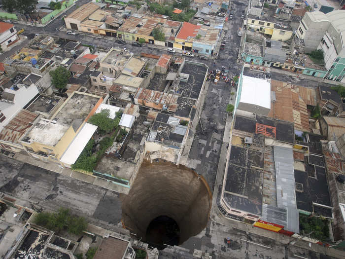 Tropical Storm Agatha created this crater in Guatemala City in May 2010.