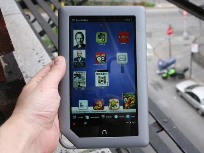 Barnes & Noble Nook Tablet -- the Nook tablet has adhesive strips plus a ton of stand-alone adhesive, to replace the battery users will have to remove the device