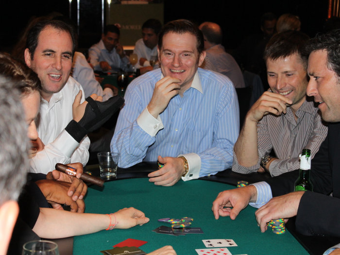 Keith Rosenbloom, managing member of Cruiser Capital (left), and professional poker player Andy Frankenberger. Frankenberger, who worked on Wall Street for 14 years before playing poker for a living, told us he was at the 