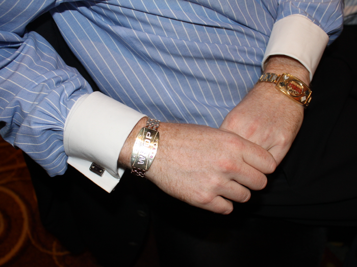 We also noticed his World Series of Poker bracelets. Pretty cool, right?