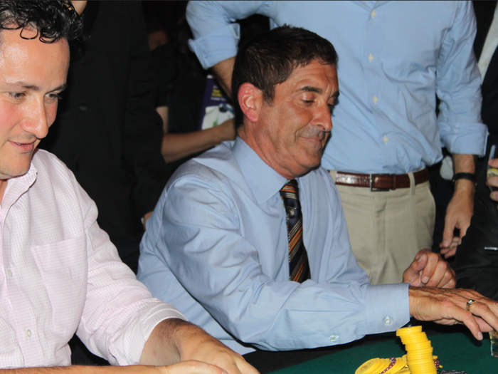 Oleg Nodelman, managing director of EcoR1 Capital, and New York State Senator Jeff Klein at the final table. Nodelman finished third and Klein came in sixth.