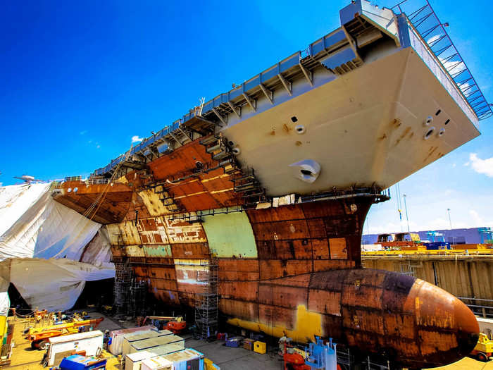 Even with the extra fuel and weapons needed to keep that pace, the Ford is equipped to remain at sea without replenishment for months at a time.