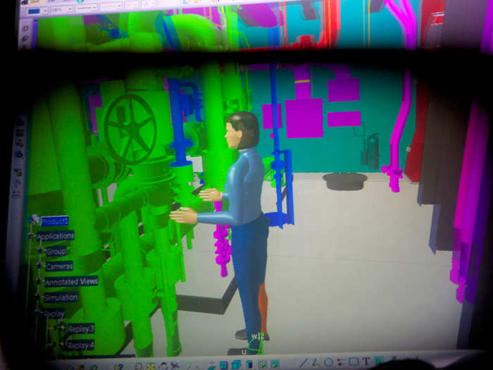 With a pair of these 3D glasses designers are able to see exactly how everything fits together in a virtual environment.