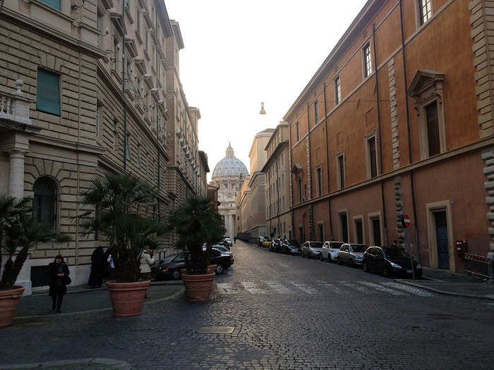 As you get closer to the Vatican the streets get very narrow, and it