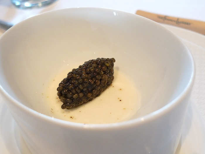 The cauliflower panna cotta was next, topped with beluga caviar.