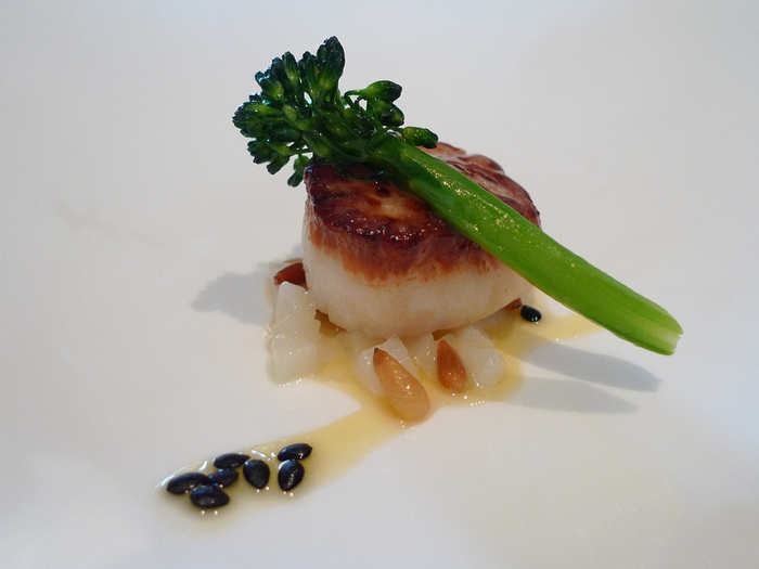 The Georges Bank sea scallop poêlée was perfectly seared.