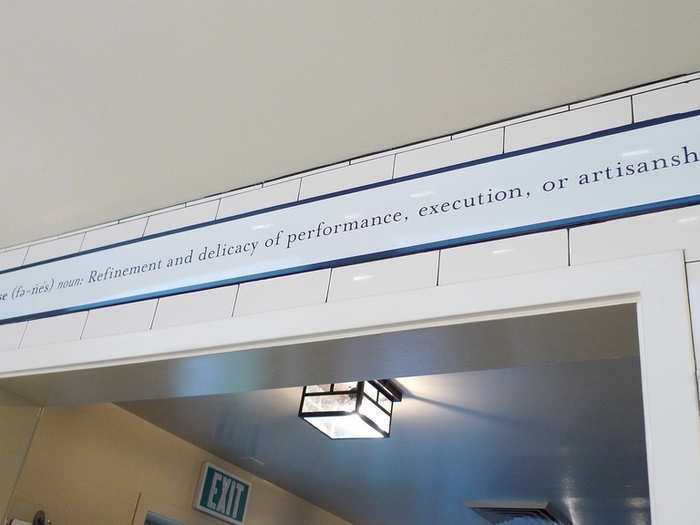 Then it was time to take a break and go back to visit the kitchen. Appropriately, "Finesse" was defined above the entry way.