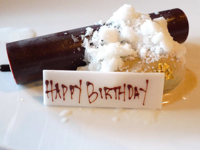 The group celebrated two birthdays with an opera cake with coffee ice cream.