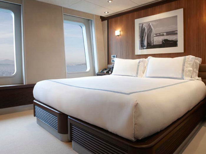 There are four double guest staterooms on board. Each has a queen bed or twin singles.