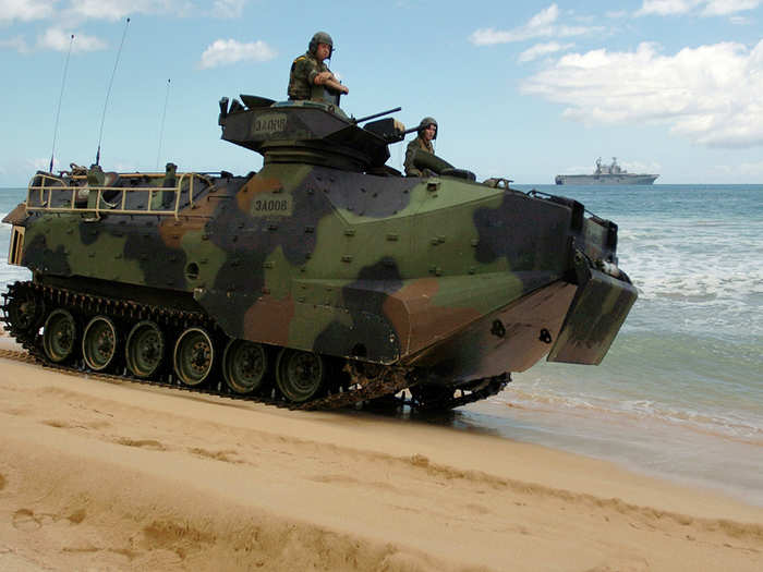 And the troops are well-protected inside from small arms with the AAV