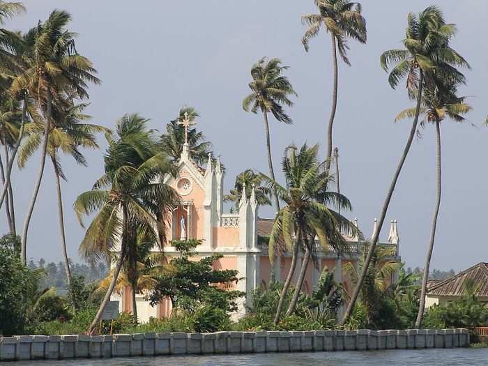 The couple saw many bright pink Catholic churches...