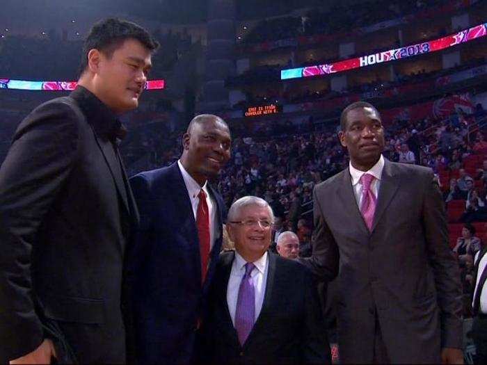 David Stern is really short, and Yao Ming is really big