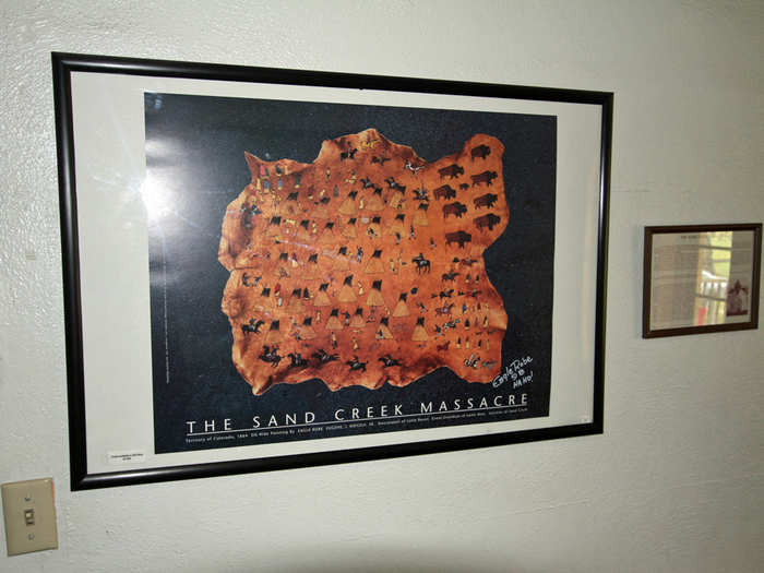 Tribal art based on the massacre from the time are graphic and hang everywhere.