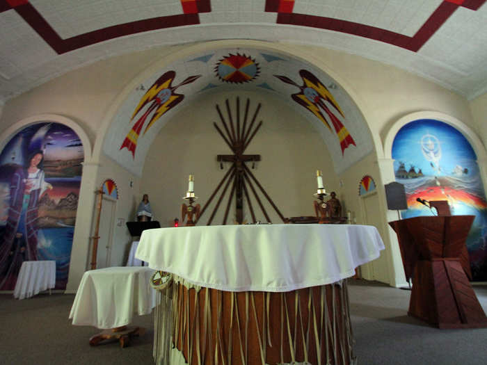Like everything else here, Catholicism on the reservation is a blend of native belief and outside tradition.