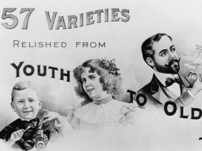 In 1896 Heinz added the 57 to the bottle, after seeing a shoe store advertise 21 styles of shoes. Although he was selling more than 60 products at the time, Heinz thought 57 was lucky