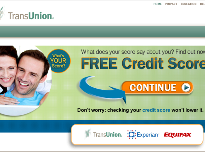 Transunion runs Truecredit.com, which asks users to sign up for a paid membership to access their 