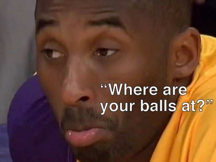 Kobe questions the manhood of defenders who flop on charges (May)