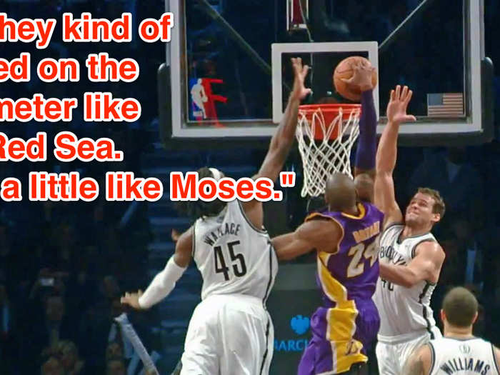 Kobe compares himself to a biblical figure after dunking on the Nets (February)