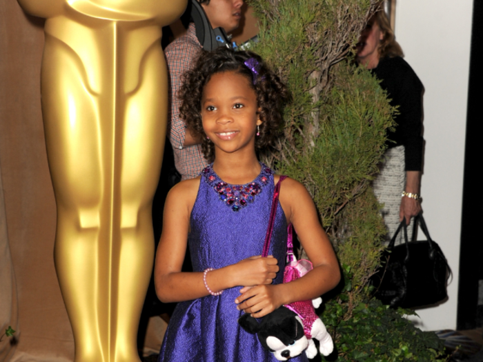 Nine-year-old "Beasts of the Southern Wild" Best Actress nominee Quvenzhané Wallis carried a purse shaped like a puppy.