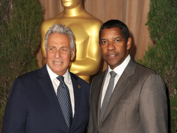 AMPAS President Hawk Koch posed with "Flight" nominee Denzel Washington.