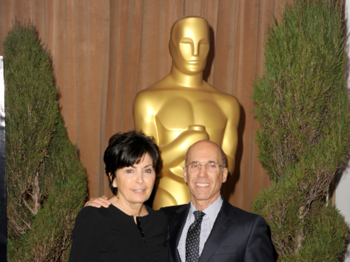 Inside the luncheon, Jeffrey and Marilyn Katzenberg were seated at Ben Affleck