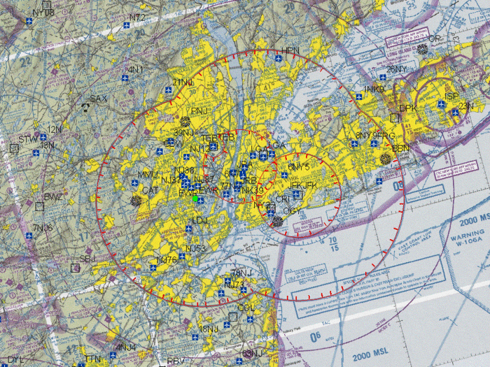 FAA Air Force 1 Flight Restriction: Inner red rings are off limits. Even emergency aircraft must get approval when the president