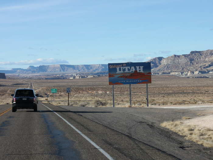 Then we hopped into the Range Rovers and crossed over the border into Utah.