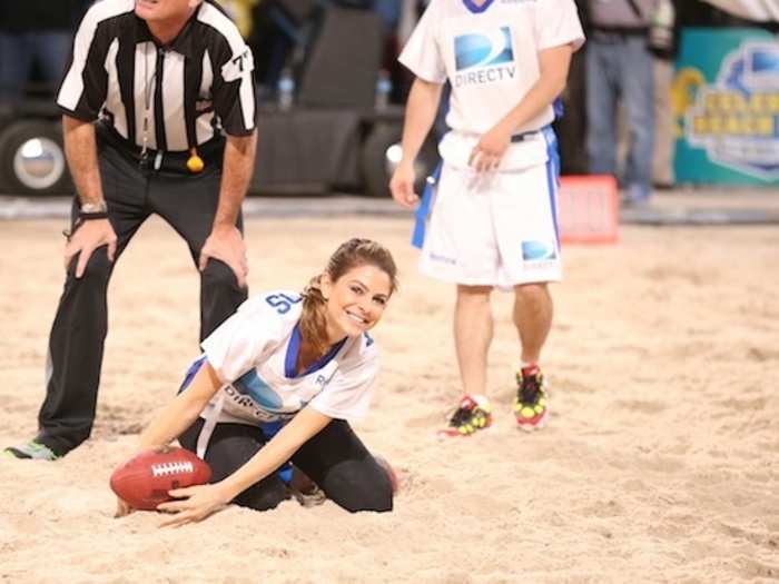 Diehard Patriots fan Maria Menounos still came to the Super Bowl