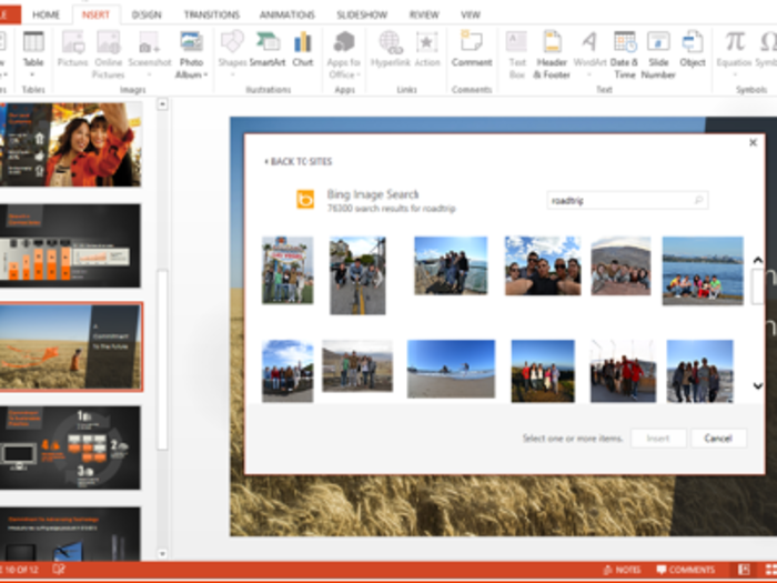 PowerPoint 2013: Find pictures from Facebook