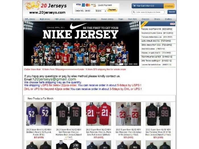 20jerseys.com — Offering Nike jerseys from tons of pro teams. Legitimate or counterfeit?