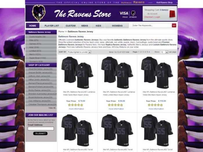 The Ravens store, listed as an official store for the team. Legitimate or counterfeit?