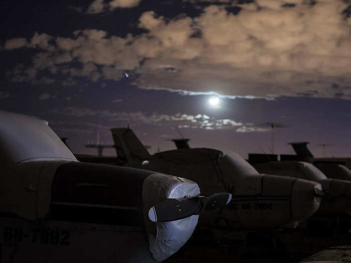 The T-41 Mescalero was the military version of the popular commercial Cessna 172. Rows of them sit in the boneyard.