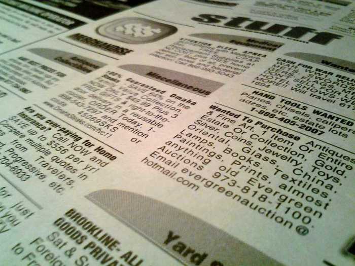 Newspaper classifieds