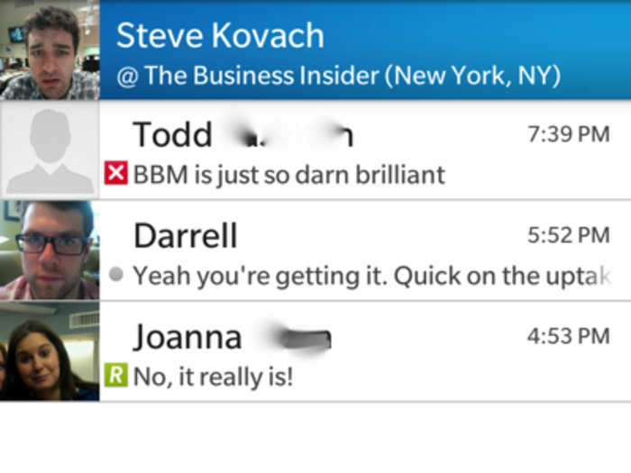 BlackBerry Messenger (BBM) is incredible. It