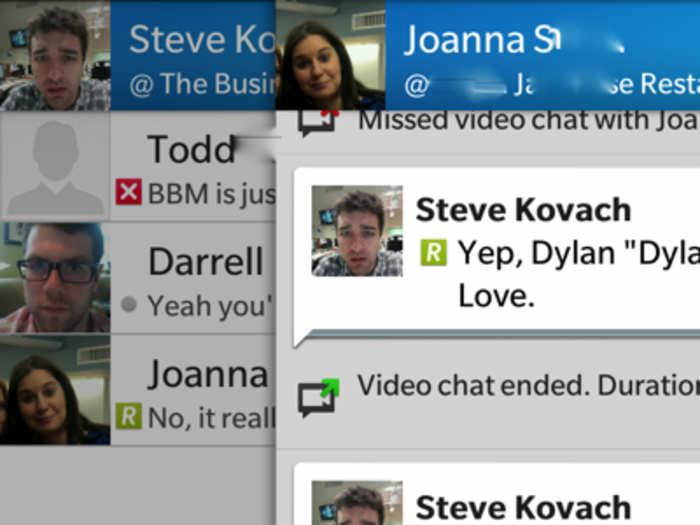 BBM also lets you "peek" at other screens by swiping over.