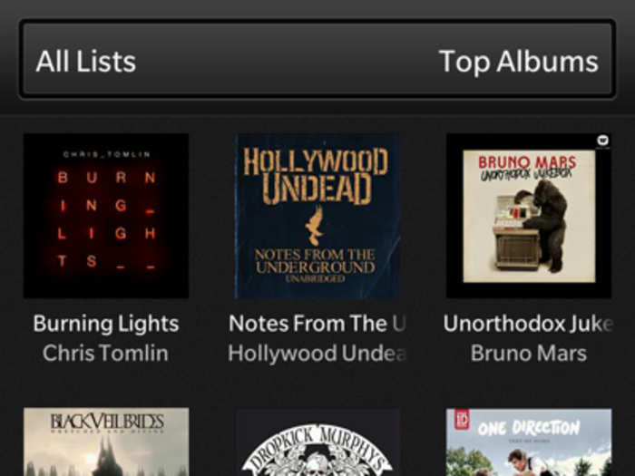 The App World store lets you purchase music from all the major record labels.