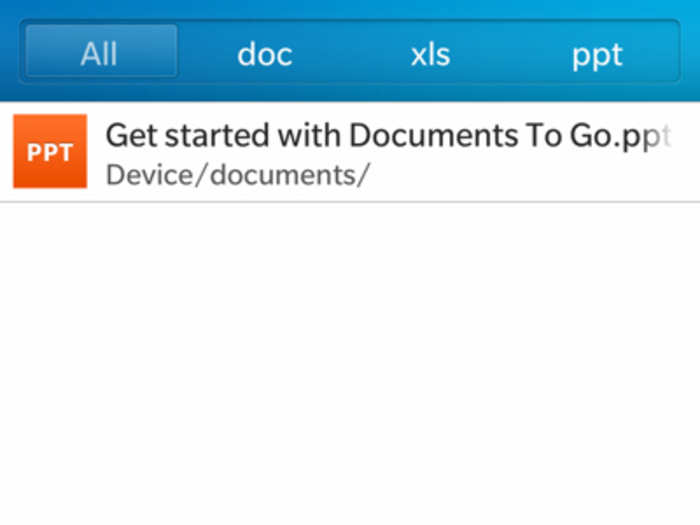 The Z10 also has a very simple app for managing documents like PowerPoint presentations.