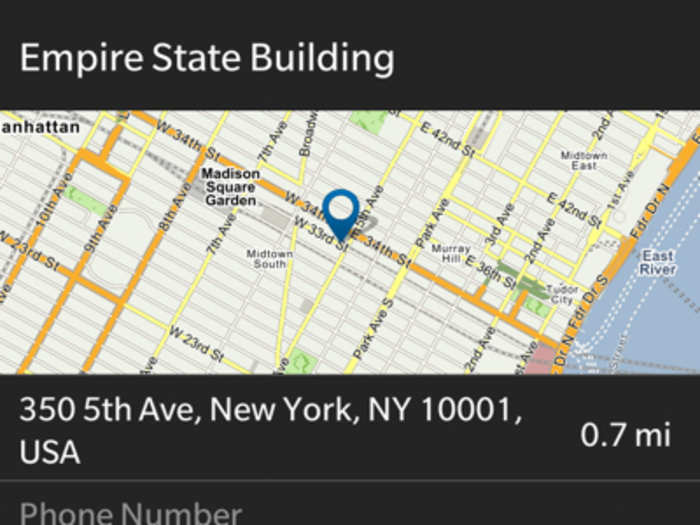 At least BB10 knows where a major landmark like the Empire State Building is. Let