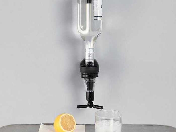 This drink dispenser will impress house guests when it pours perfect 1.5-ounce shots every time. Simply mount leak-proof Shot Tender on any wall or shelf, and insert your liquor of choice.