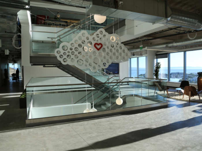 Another centerpiece of the office is the internal staircase that connects all three floors.