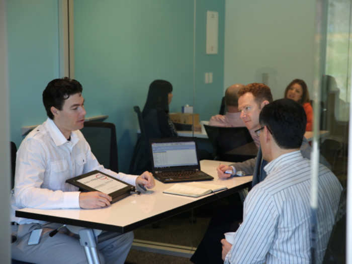 All the conference rooms have transparent dividers that open to make the room bigger.